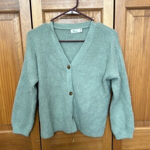 Girls Green Button Sweater